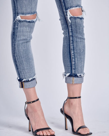 AT3000M Mid Rise Stretch Ankle Cigarette Jeans - Sleekdenim.com