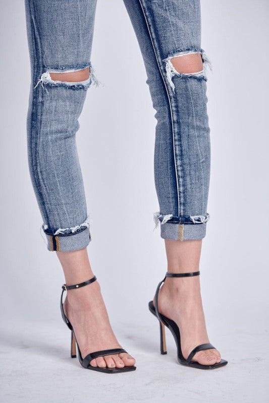 AT3000M Mid Rise Stretch Ankle Cigarette Jeans - Sleekdenim.com