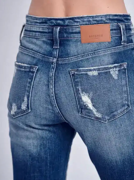 Artemis Vintage AT1027FLD High Rise Stretch Flare Jeans - Sleekdenim.com