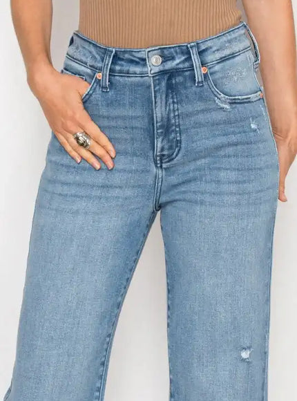 AT1088STMT - TUMMY CONTROL HIGH RISE STRAIGHT JEAN - Sleekdenim.com