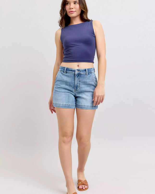 Judy Blue Mid Rise Denim Shorts 15289 - Sleekdenim.com