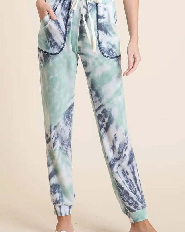 BiBi Tie Dye French Terry Casual Sweat Pants - Sleekdenim.com