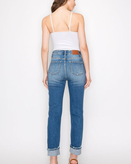AT1002MT Tummy Control High Rise Straight Jeans - Sleekdenim.com
