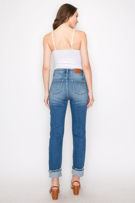 AT1002MT Tummy Control High Rise Straight Jeans - Sleekdenim.com