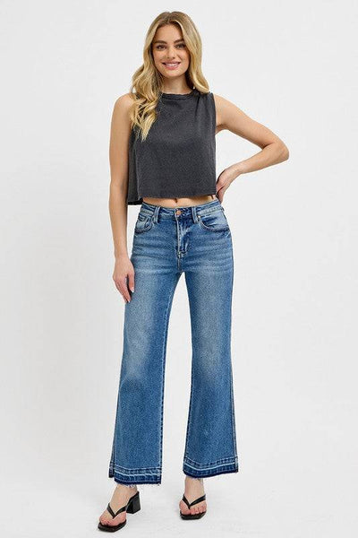 RISEN Full Size Raw Hem Ankle Bootcut Jeans Plus Size | Sleekdenim.com