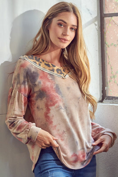 TIE DYE ANIMAL MIXED TOP