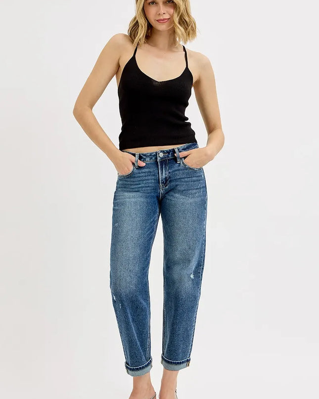 RISEN Full Size Low Rise Crop Boyfriend Jeans Plus Size - Sleekdenim.com