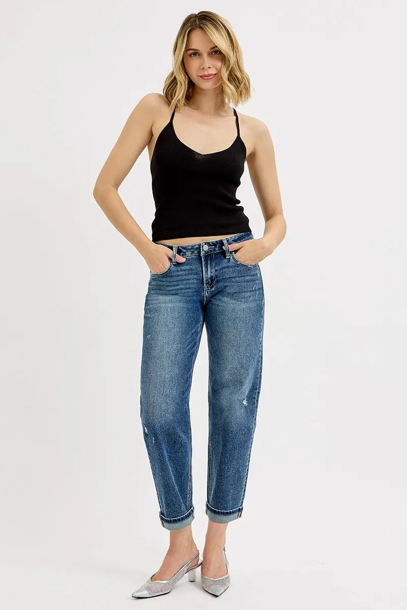 RISEN Full Size Low Rise Crop Boyfriend Jeans Plus Size - Sleekdenim.com