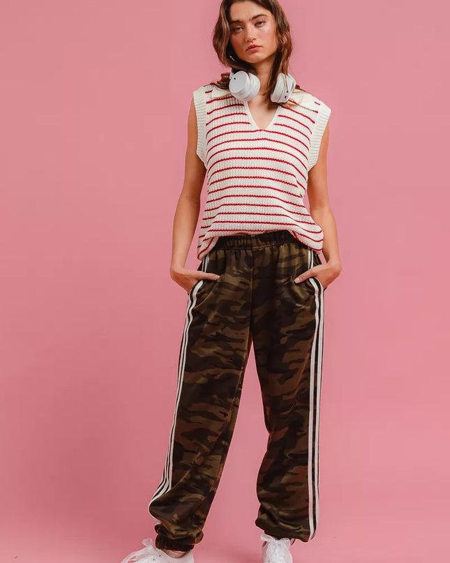 BiBi Side Lines Camouflage Track Pants - Sleekdenim.com