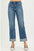 Risen 4 Way Stretch Slouchy Straight Jeans with Cuffed Hem - PSC21468 DARK