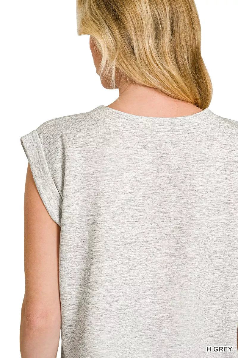 Zenana Scuba Round Neck Cap Sleeve Top - Image 3