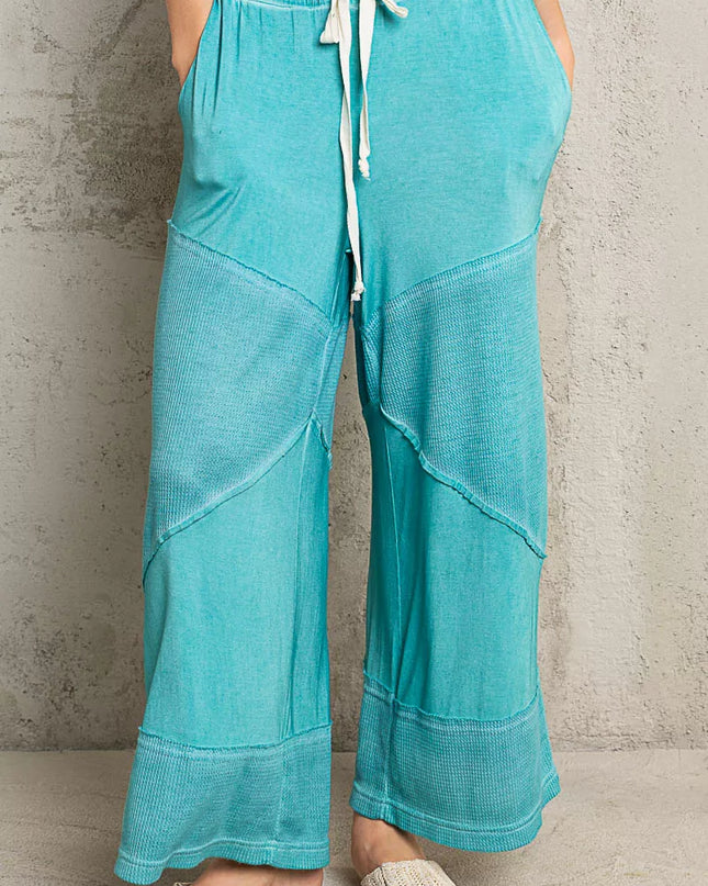 POL Elastic Waistband Wide Leg Pants with Drawstring - Sleekdenim.com
