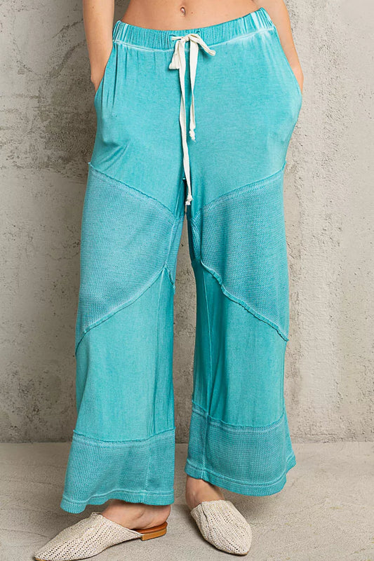 POL Elastic Waistband Wide Leg Pants with Drawstring - Sleekdenim.com