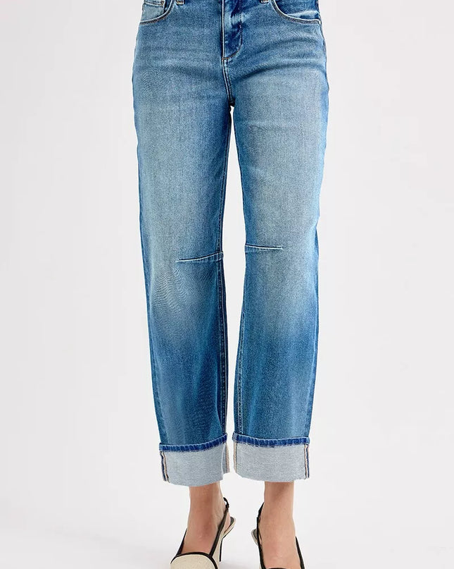 RISEN Slouchy Crop Barrel Cuffed Jeans - Sleekdenim.com