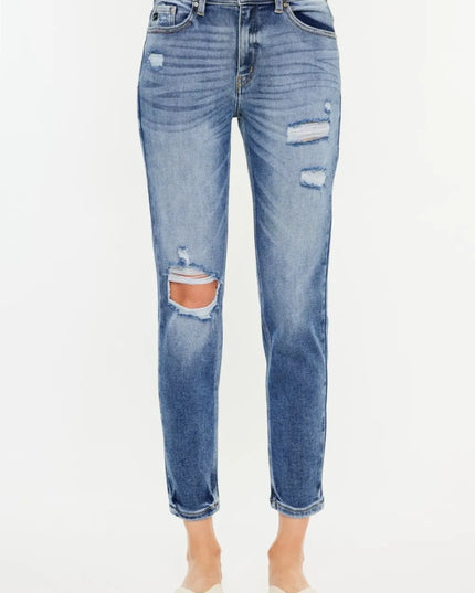 Kancan High Rise Distressed Mom Jeans - Sleekdenim.com