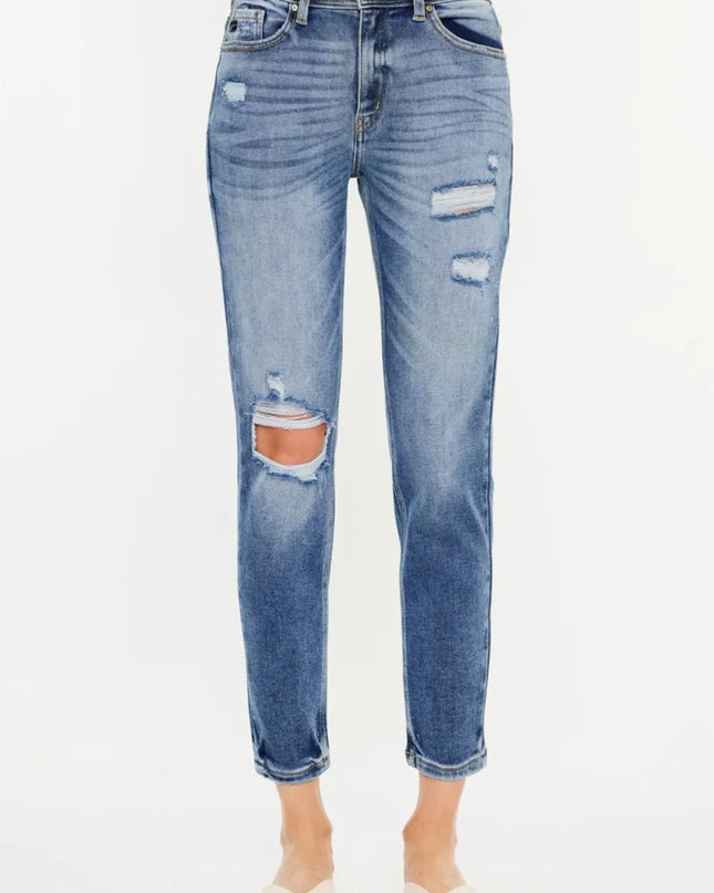 Kancan High Rise Distressed Mom Jeans - Sleekdenim.com