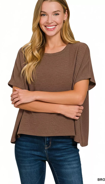 Zenana Cotton Slub Oversized Tee - Sleekdenim.com