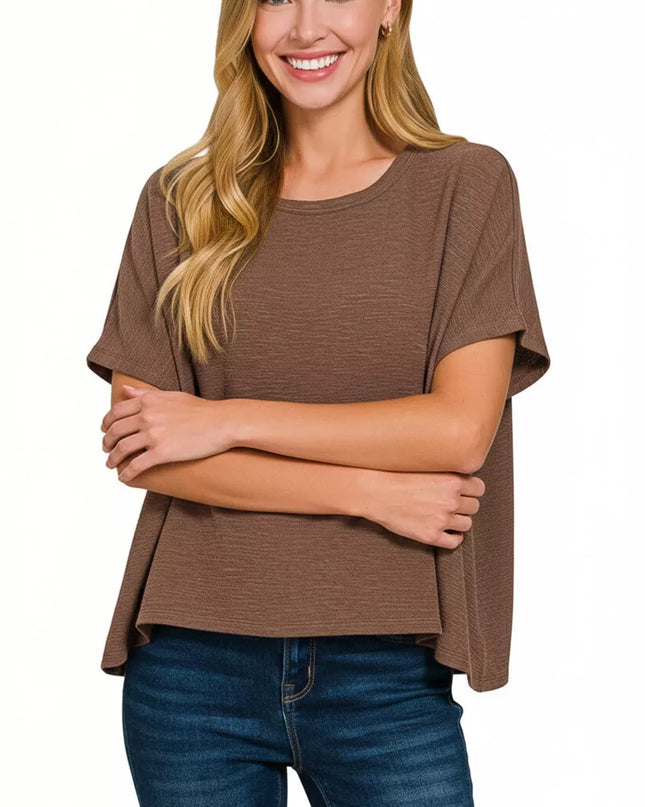 Zenana Cotton Slub Oversized Tee - Sleekdenim.com