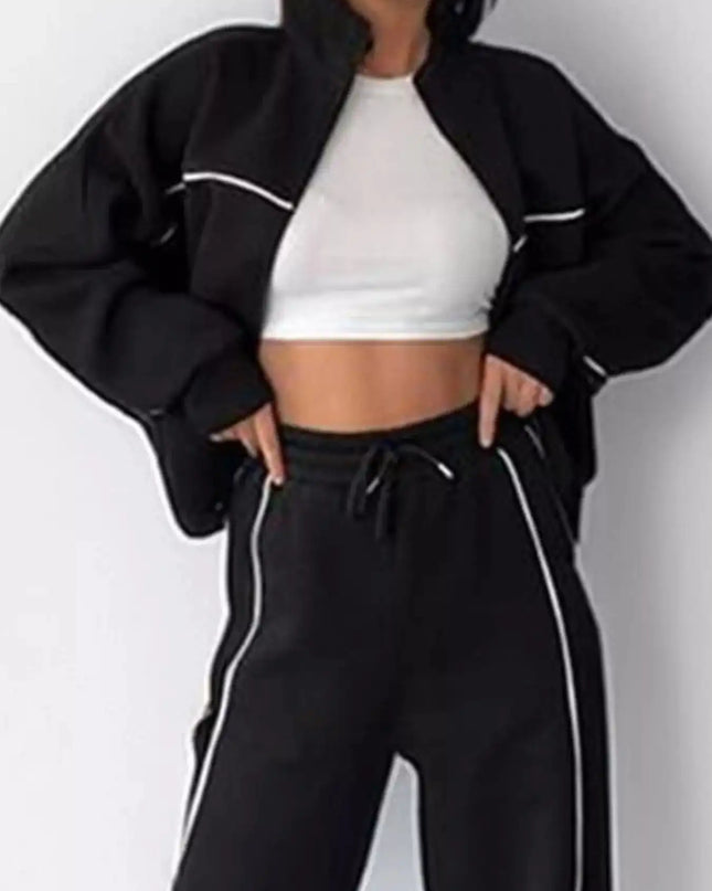 Full Size Zip Up Long Sleeve Top and Pants Set Plus Size - Sleekdenim.com