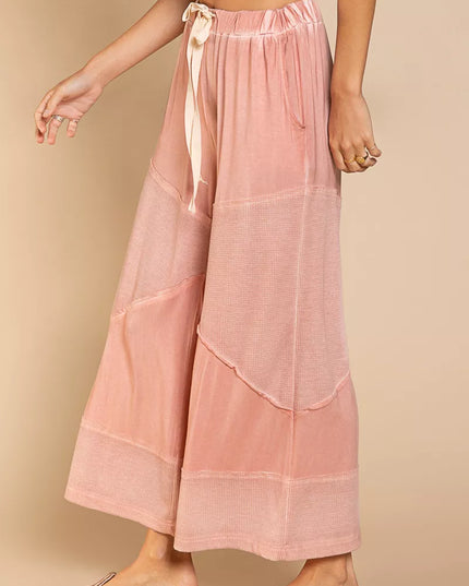 POL Elastic Waistband Wide Leg Pants with Drawstring - Sleekdenim.com