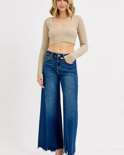RISEN Full Size High Rise Ankle Wide Jeans Plus Size - Sleekdenim.com