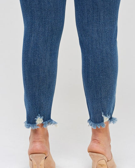 PLUS SIZE HIGH RISE DISTRESSED ANKLE SKINNY - Sleekdenim.com