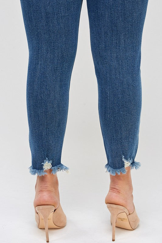 PLUS SIZE HIGH RISE DISTRESSED ANKLE SKINNY - Sleekdenim.com