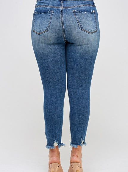 Insane Gene PLUS SIZE HIGH RISE DISTRESSED ANKLE SKINNY - Sleekdenim.com