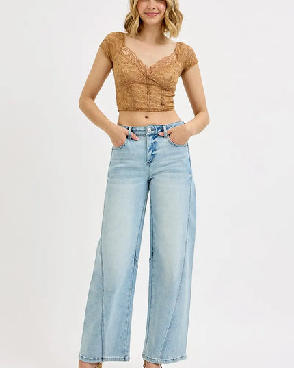 RISEN Full Size Mid Rise Fit Barrel Jeans Plus Size - Sleekdenim.com