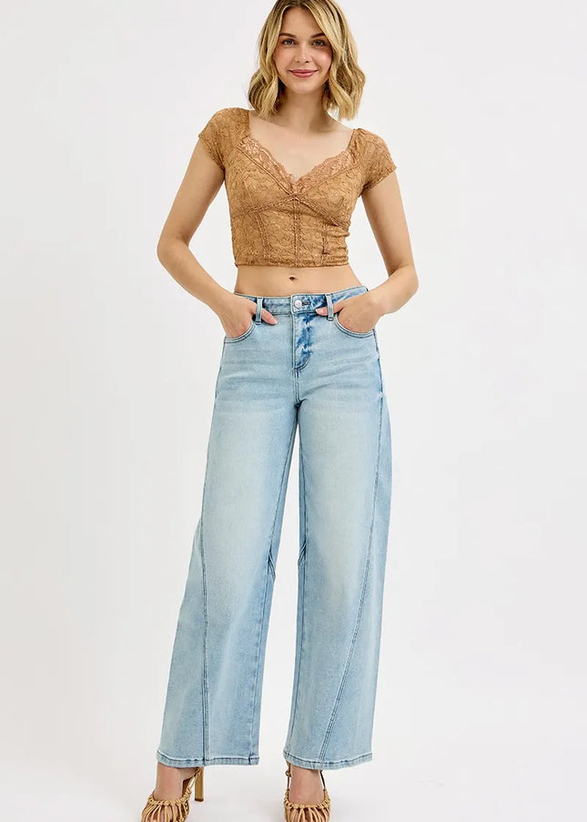 RISEN Full Size Mid Rise Fit Barrel Jeans Plus Size - Sleekdenim.com