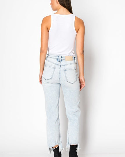 AT1120WDLT Tummy Control High Rise Wide Jeans - Sleekdenim.com
