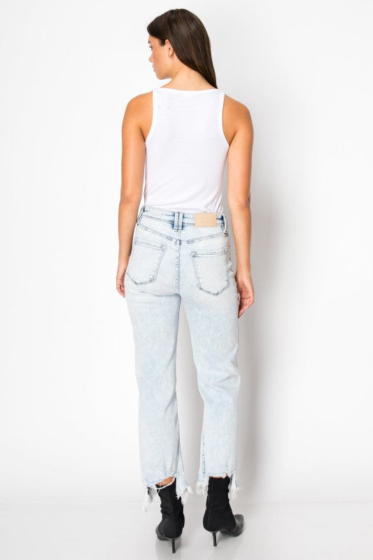 AT1120WDLT Tummy Control High Rise Wide Jeans - Sleekdenim.com