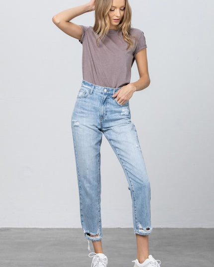 HIGH RISE TAPERED JEANS - Sleekdenim.com