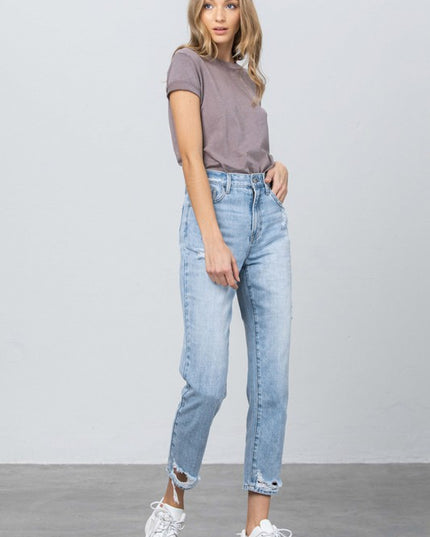 HIGH RISE TAPERED JEANS - Sleekdenim.com