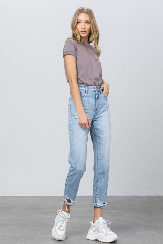 HIGH RISE TAPERED JEANS - Sleekdenim.com
