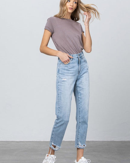 HIGH RISE TAPERED JEANS - Sleekdenim.com