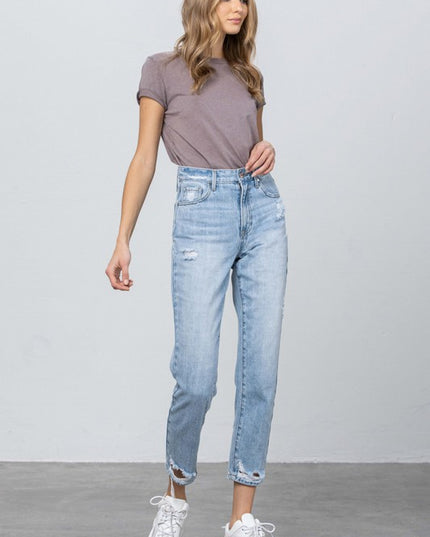 HIGH RISE TAPERED JEANS - Sleekdenim.com