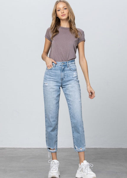 HIGH RISE TAPERED JEANS - Sleekdenim.com