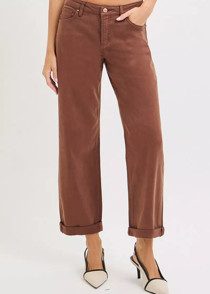 RISEN Full Size Tummy Control Mid Rise Ankle Barrel Baggy Plus Size - Sleekdenim.com