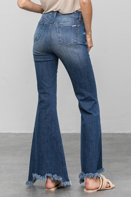 BUTTON DOWN WIDE FLARE JEANS - Sleekdenim.com