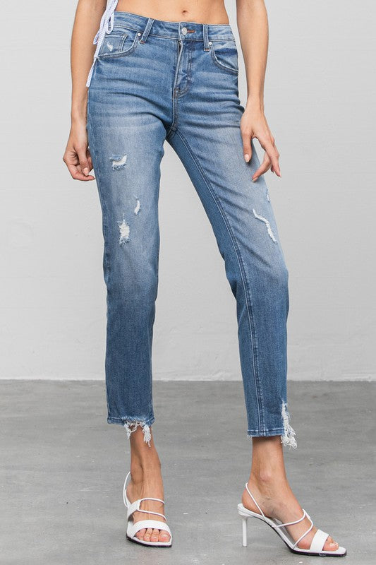 MID RISE SLIM GIRLFRIEND JEANS - Sleekdenim.com