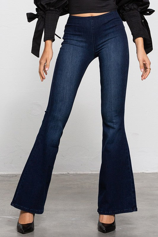MID-RISE BANDED WIDER FLARE JEANS - Sleekdenim.com
