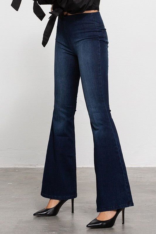 MID-RISE BANDED WIDER FLARE JEANS - Sleekdenim.com