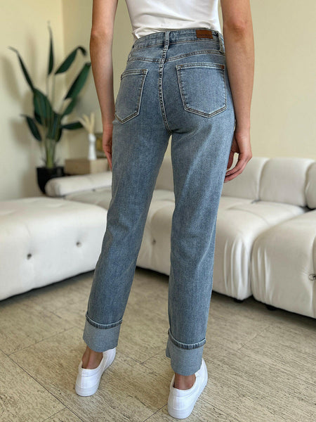 Judy Blue Full Size High Waist Cuff Hem Jeans | Sleekdenim.com