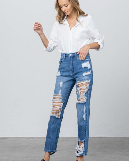 HIGH RISE STRAIGHT JEANS - Sleekdenim.com