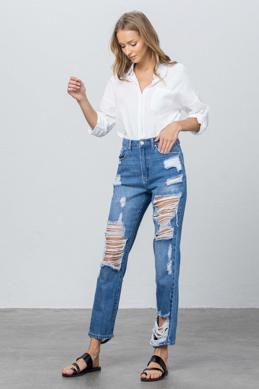 HIGH RISE STRAIGHT JEANS - Sleekdenim.com