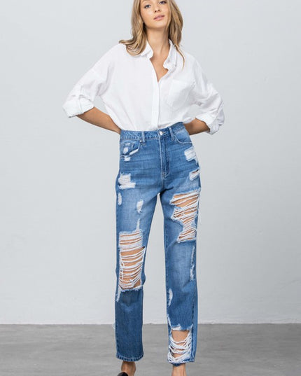 HIGH RISE STRAIGHT JEANS - Sleekdenim.com