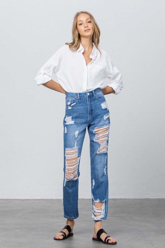 HIGH RISE STRAIGHT JEANS - Sleekdenim.com