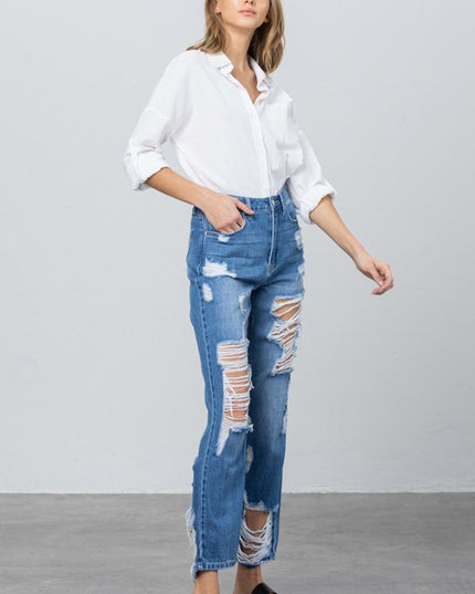 HIGH RISE STRAIGHT JEANS - Sleekdenim.com