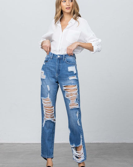 HIGH RISE STRAIGHT JEANS - Sleekdenim.com